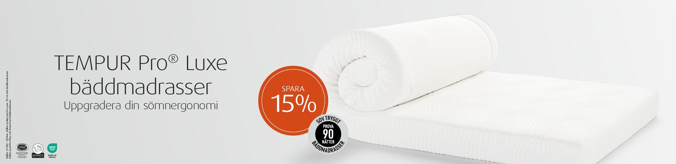 Tempur Pro Luxe bäddmadrass vit 10cm tryckavlastande memory foam