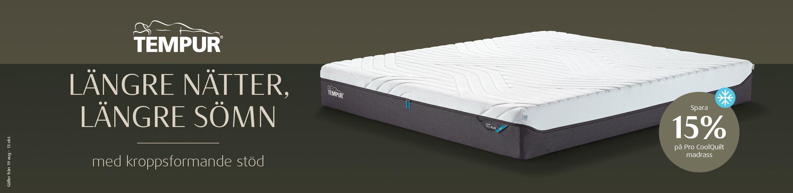 TEMPUR Pro CoolQuilt madrass erbjudande - Tryckavlastande memory foam med svalkande effekt