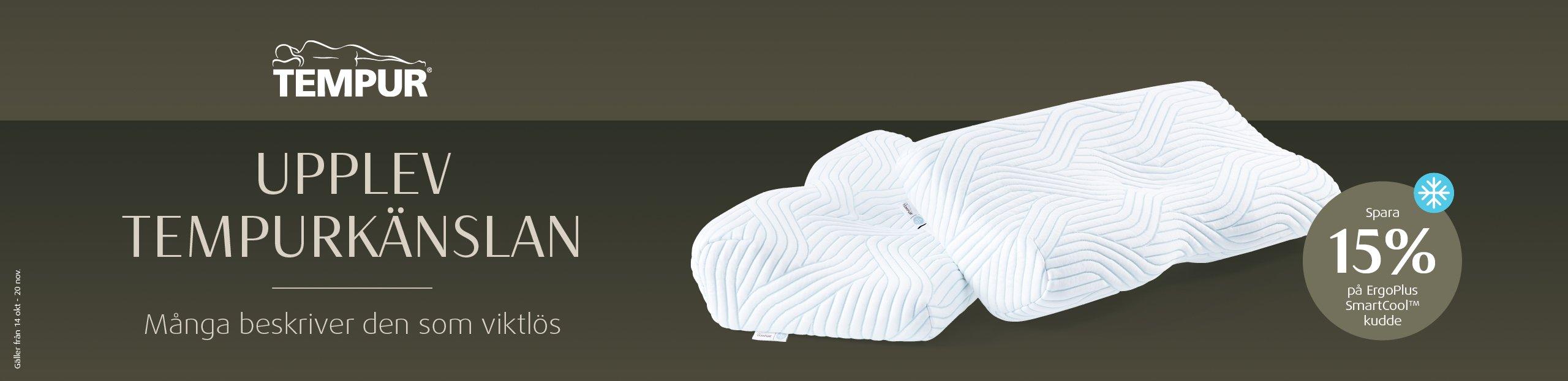 TEMPUR ErgoPlus SmartCool kudde, tryckavlastande memory foam ergonomisk kudde med temperaturregulerande egenskaper