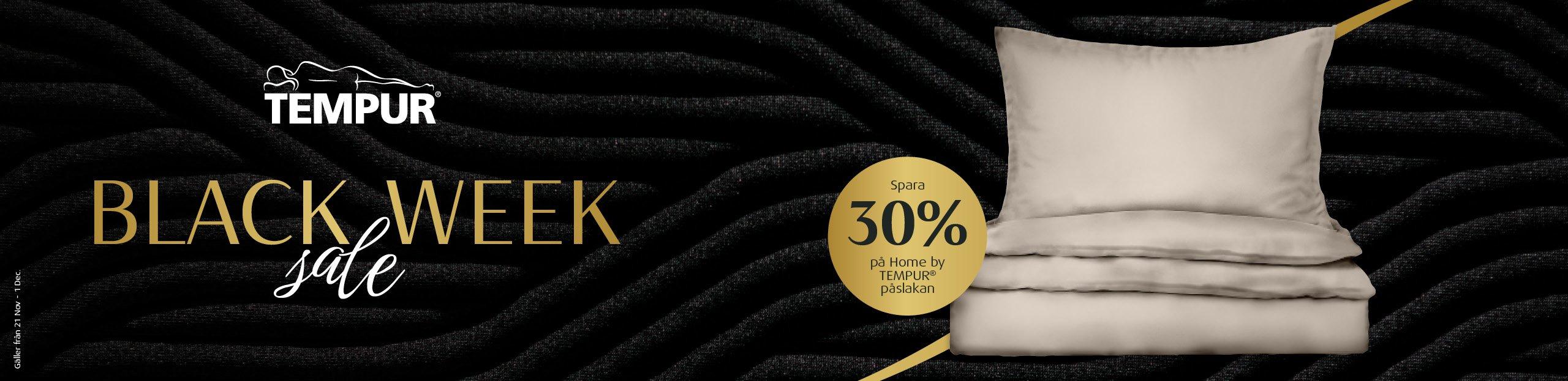TEMPUR lyxiga sängkläder, Black Week 30% rabatt erbjudande