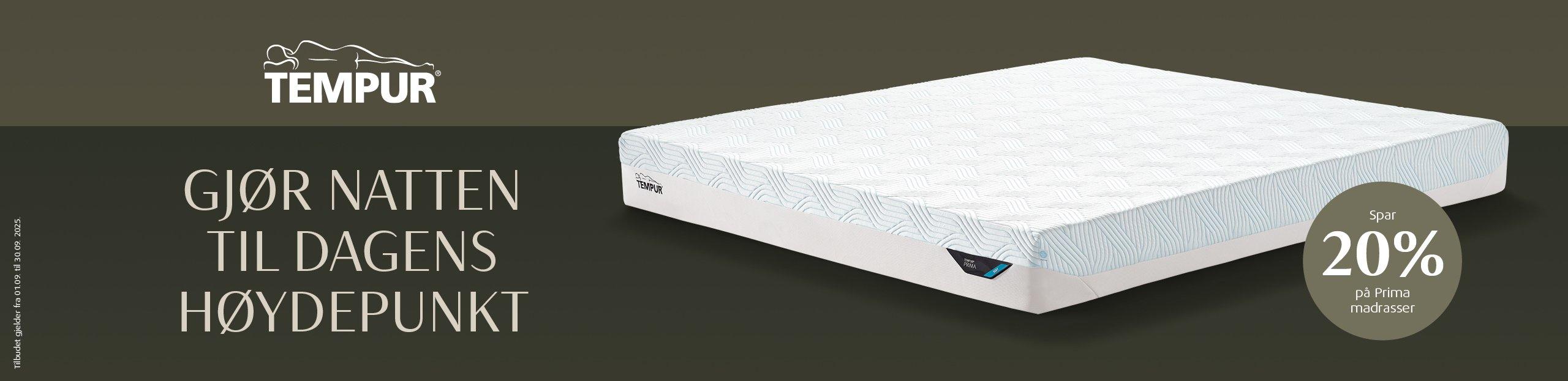 TEMPUR Prima madrasser, trykkavlastende memory foam