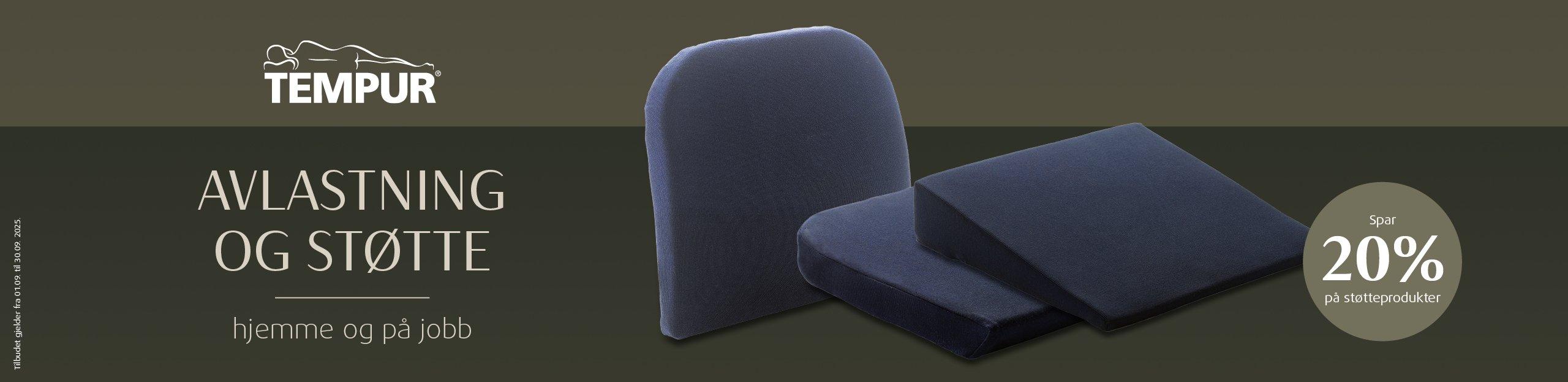 TEMPUR støtteprodukter, trykkavlastende memory foam