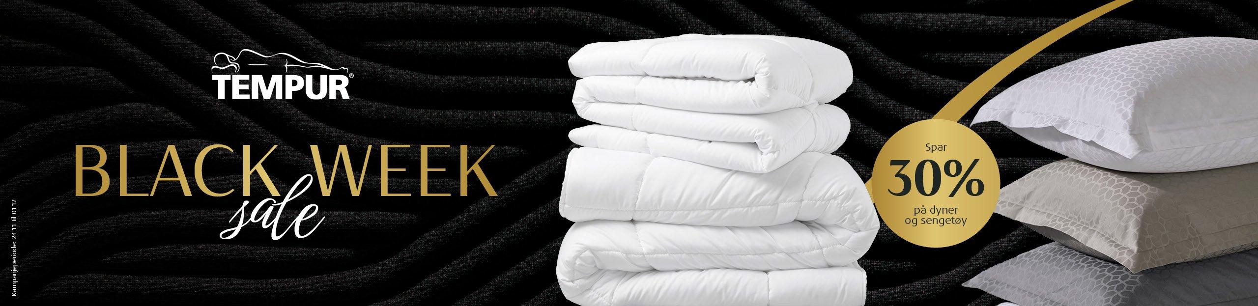 TEMPUR dyner og sengetøy, Black Week tilbud 30%