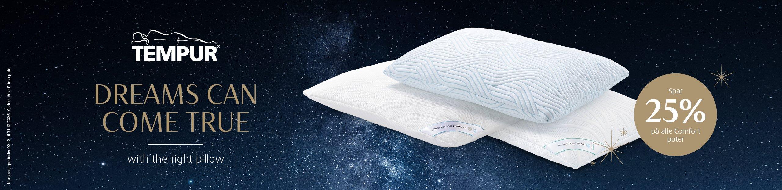 TEMPUR Comfort puter, trykkavlastende memory foam