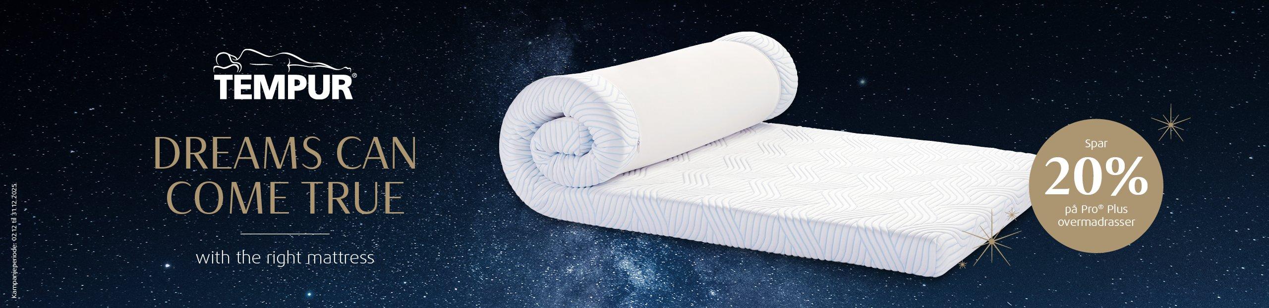 TEMPUR Pro Plus overmadrass, trykkavlastende memory foam