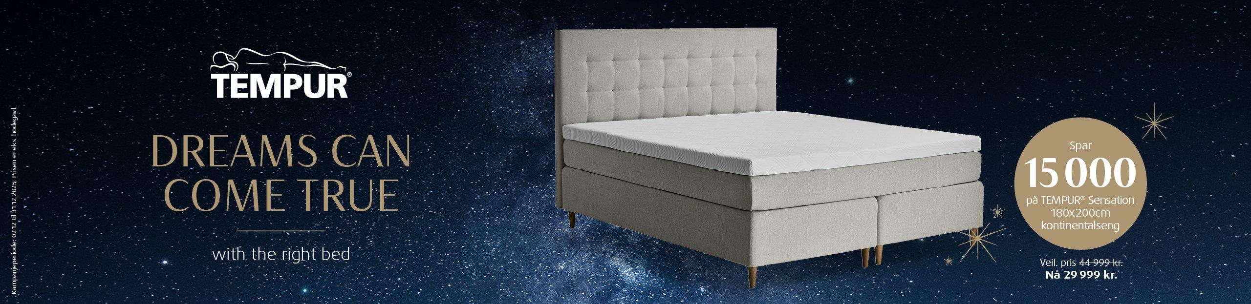 TEMPUR Sensation kontinentalseng, trykkavlastende memory foam