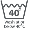 Wash at or below 40 degrees Celsius
