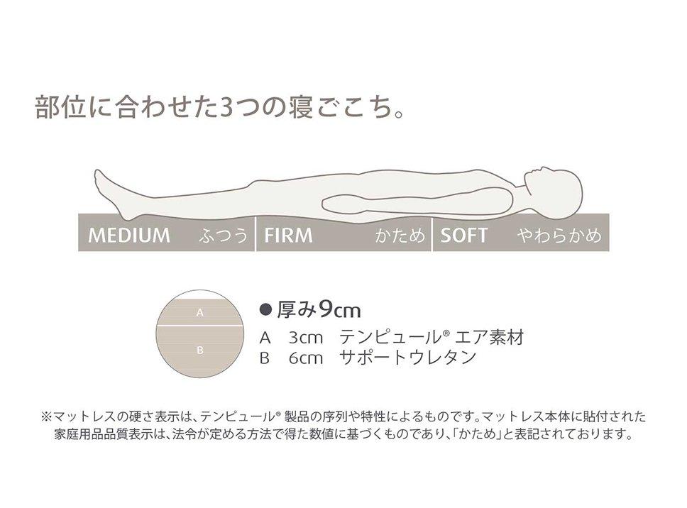 プロ エア フトン 厚み 9cm シングル 折りたたみマットレス 三つ折り