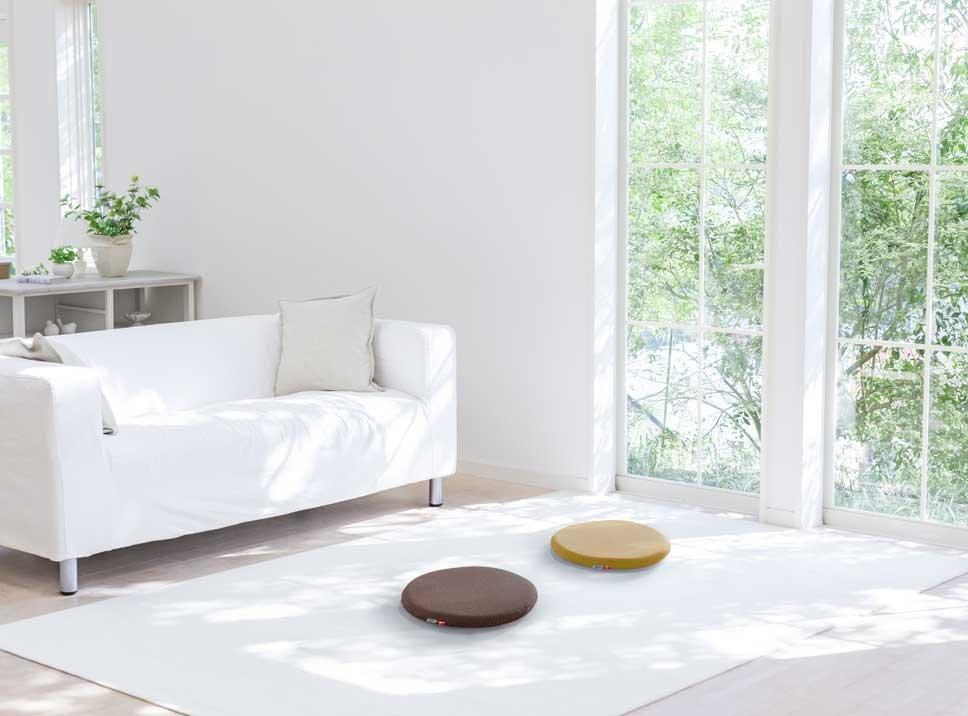 マルマルクッション レモンイエロー 椅子用クッション 座布団