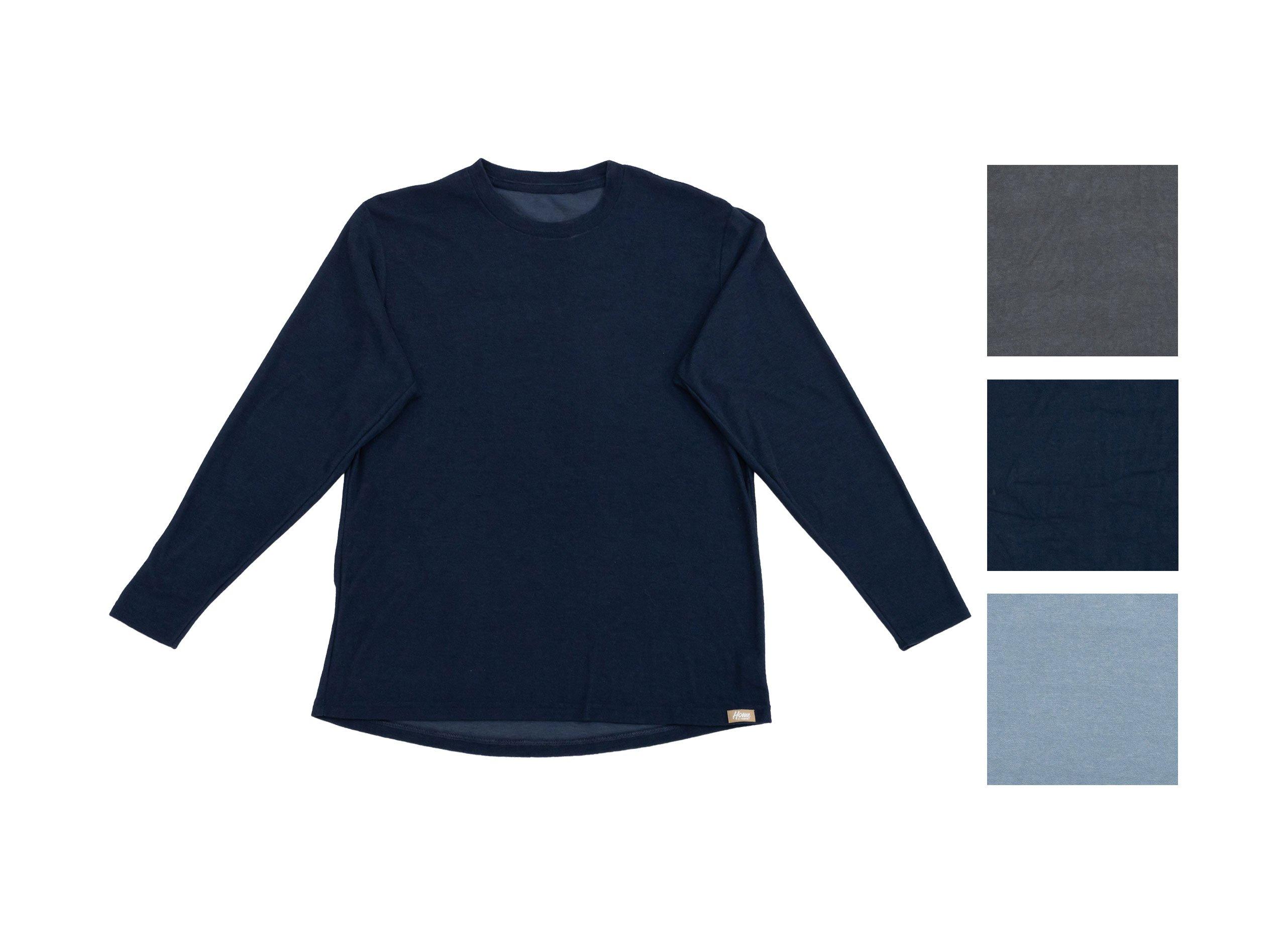 リラクシングウェア メンズ 長袖丸首シャツ ふっくらやわらかパイル生地