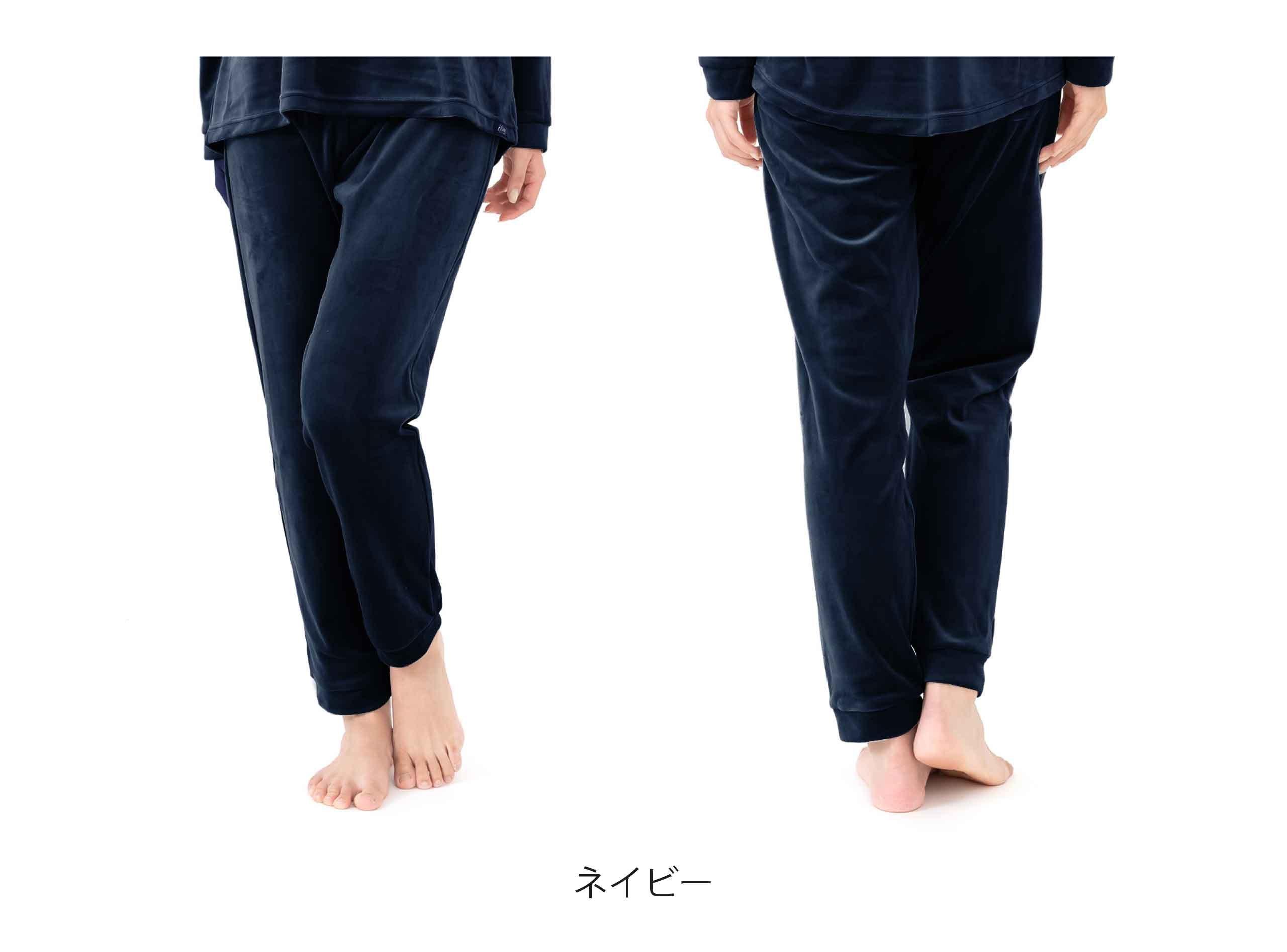 リラクシングウェア レディース バックポケット付きボトム(パンツ) ベロア