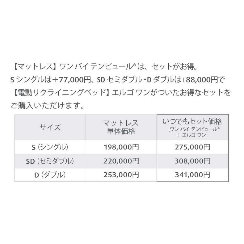 ワン バイ テンピュール(R)(マットレス)とエルゴ ワン(電動ベッド)のセット|テンピュール【公式】 ワン バイ テンピュール(R)(マットレス)とエルゴ ワン(電動ベッド)のセット|テンピュール【公式】