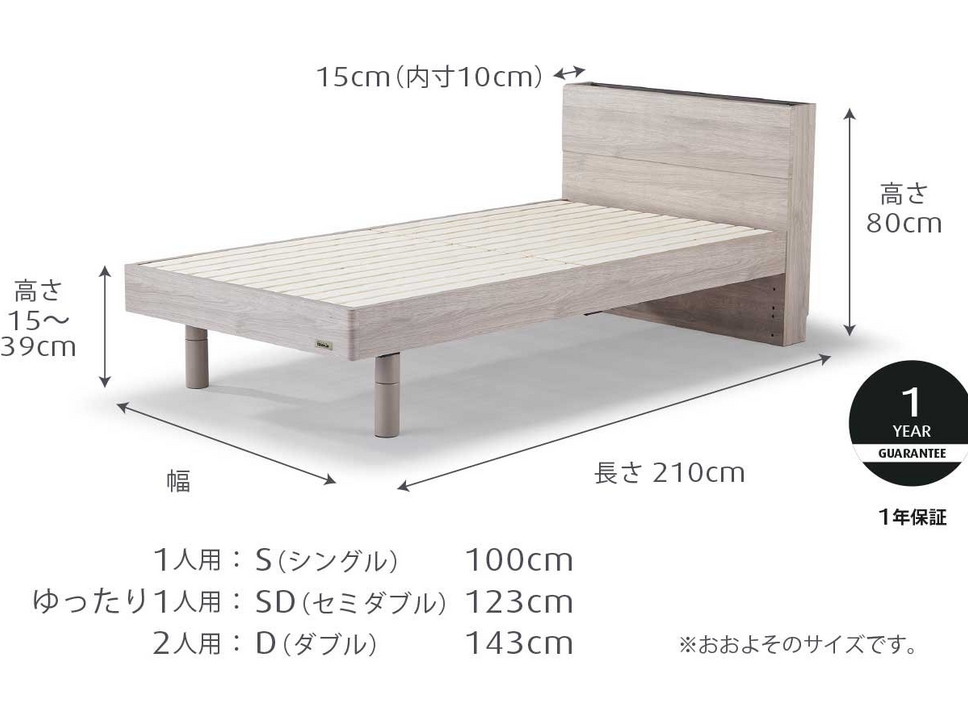 ノルン（キャビネット型）木製ベッド セミダブル