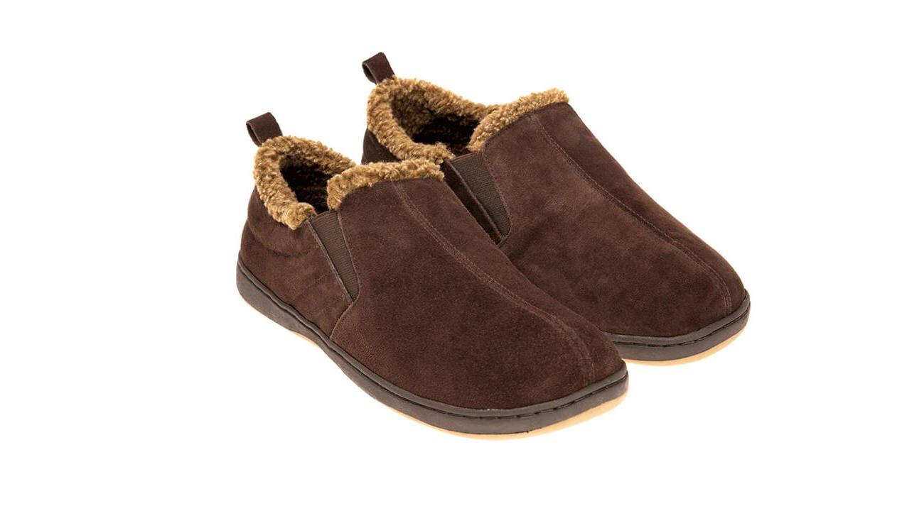 mens brown suede slippers