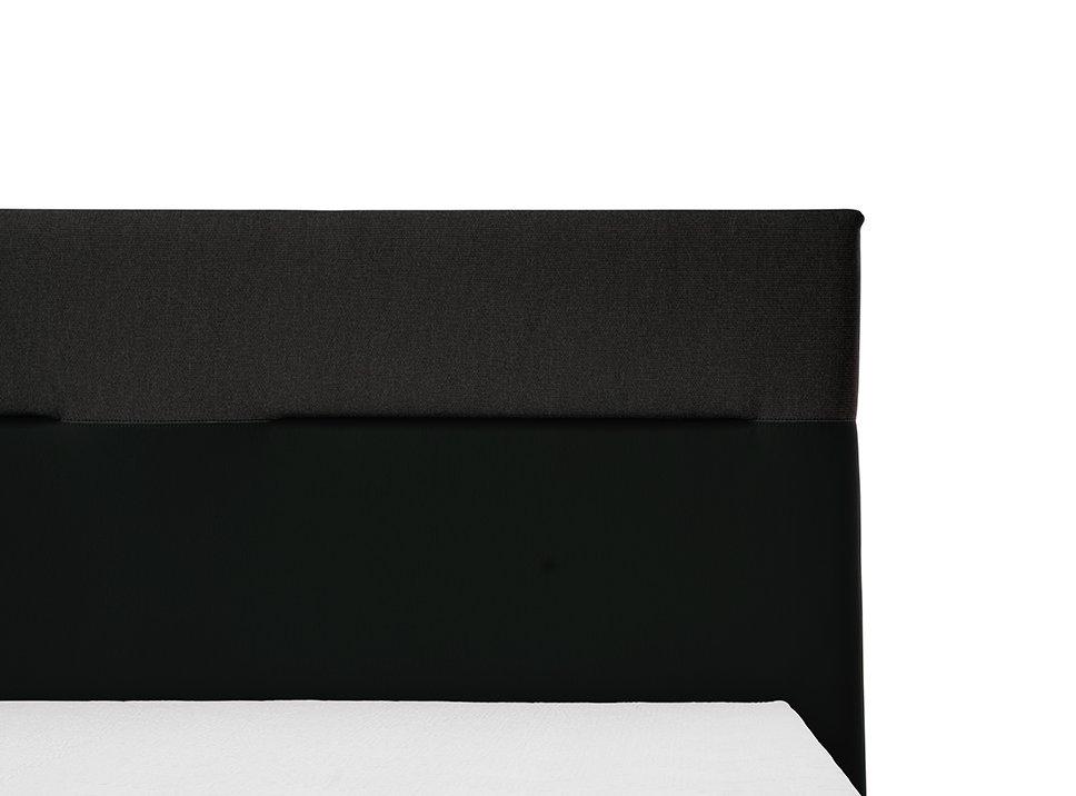 TEMPUR® Classic Boxspring Bett Flat in Charcoal Grey / Kopfteil Texture Duo 110 (Stoff und Kunstleder)