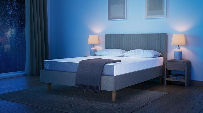 TEMPUR Harlington bed frame base upholstered in grey