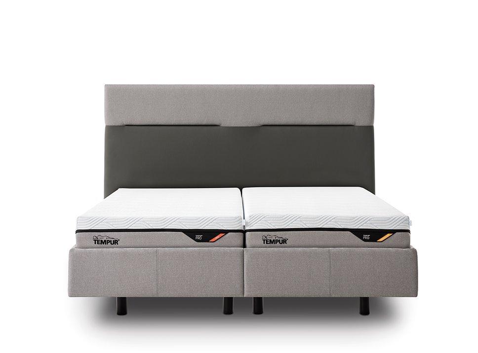 TEMPUR® Classic Polsterbett in Ash Grey / Kopfteil Check 110 (Stoff)
