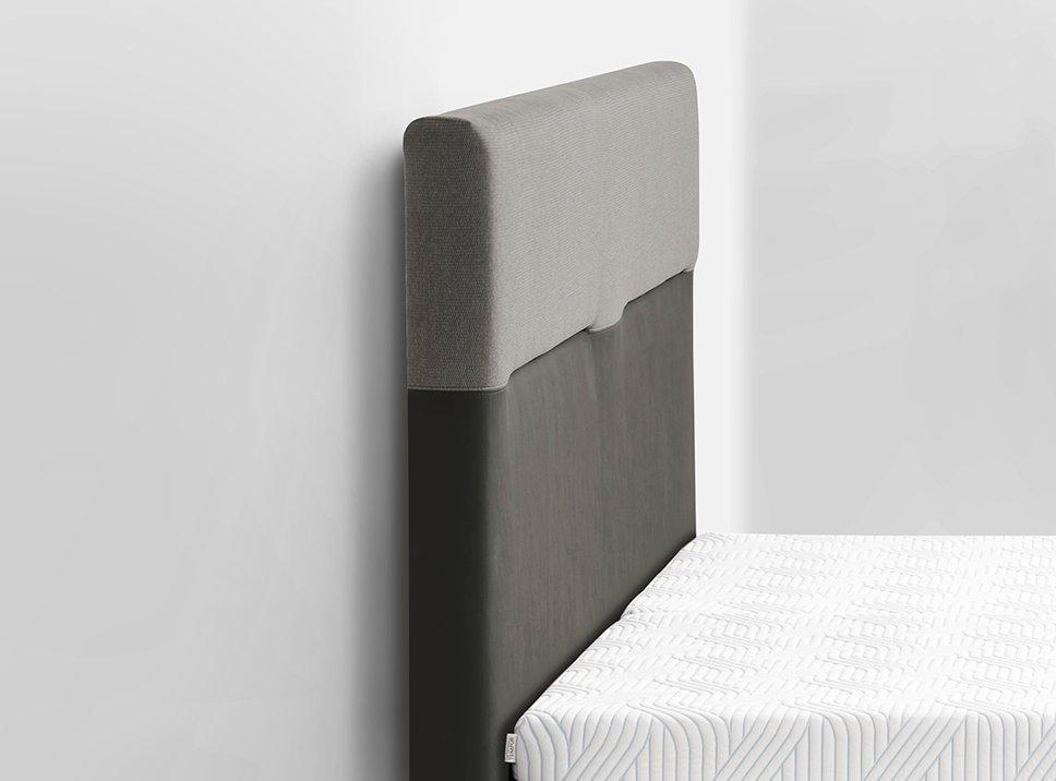 TEMPUR® Classic Polsterbett in Ash Grey / Kopfteil Check 110 (Stoff)