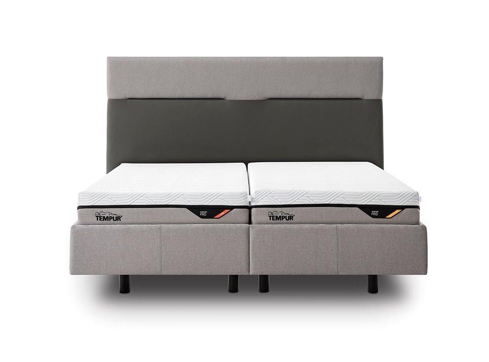 TEMPUR® Classic Polsterbett in Ash Grey / Kopfteil Check 110 (Stoff)