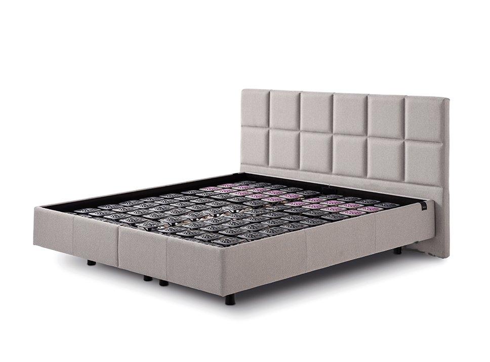 TEMPUR® Classic Polsterbett in Ash Grey / Kopfteil Check 110 (Stoff)